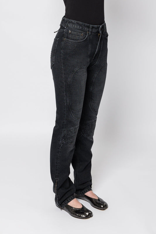 Jean Paul Gaultier Denim Jean with Lacing and Knee Bonding Detail side