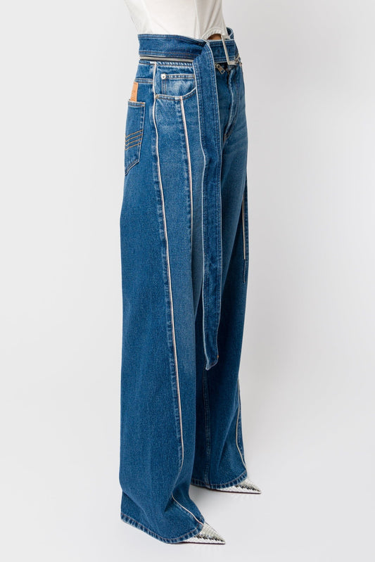 Jean Paul Gaultier Denim Jean with Zip Belt and Selvege Detail SS25