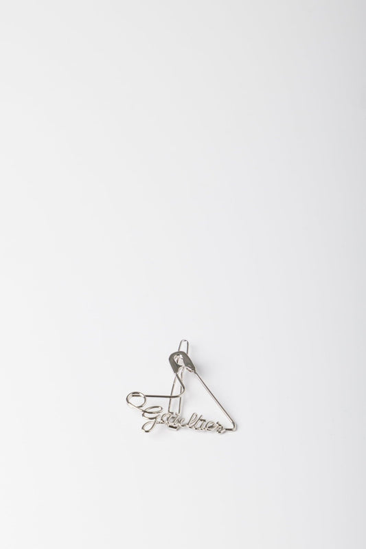 Jean Paul Gaultier Heart Safety Pin Hair Clip in Silver back