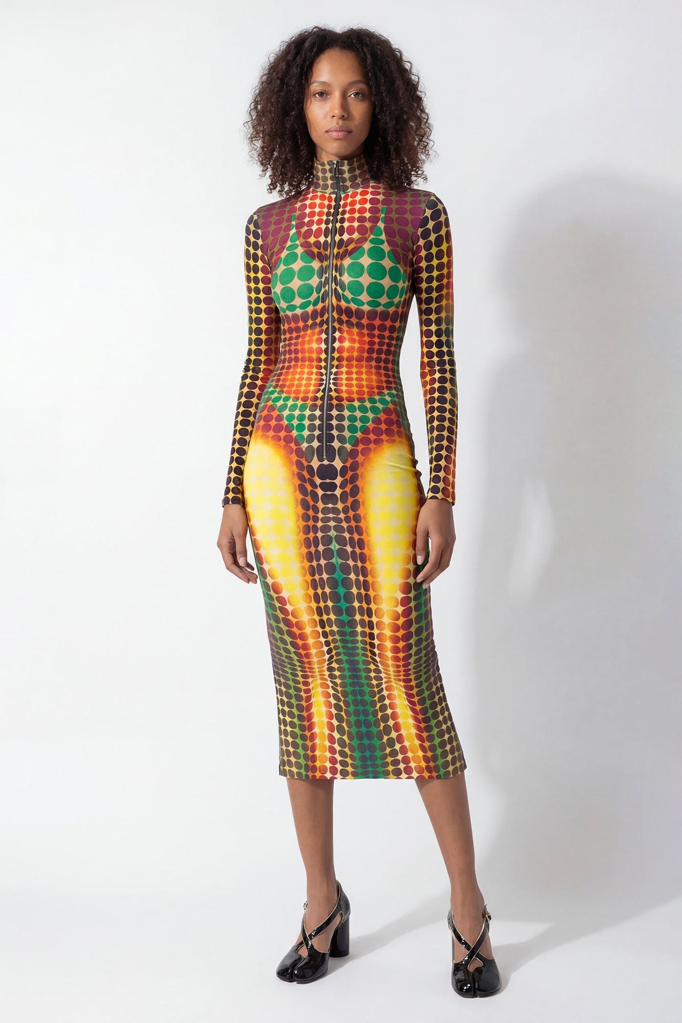 Jean Paul Gaultier High Neck Long Dress in Orange full look