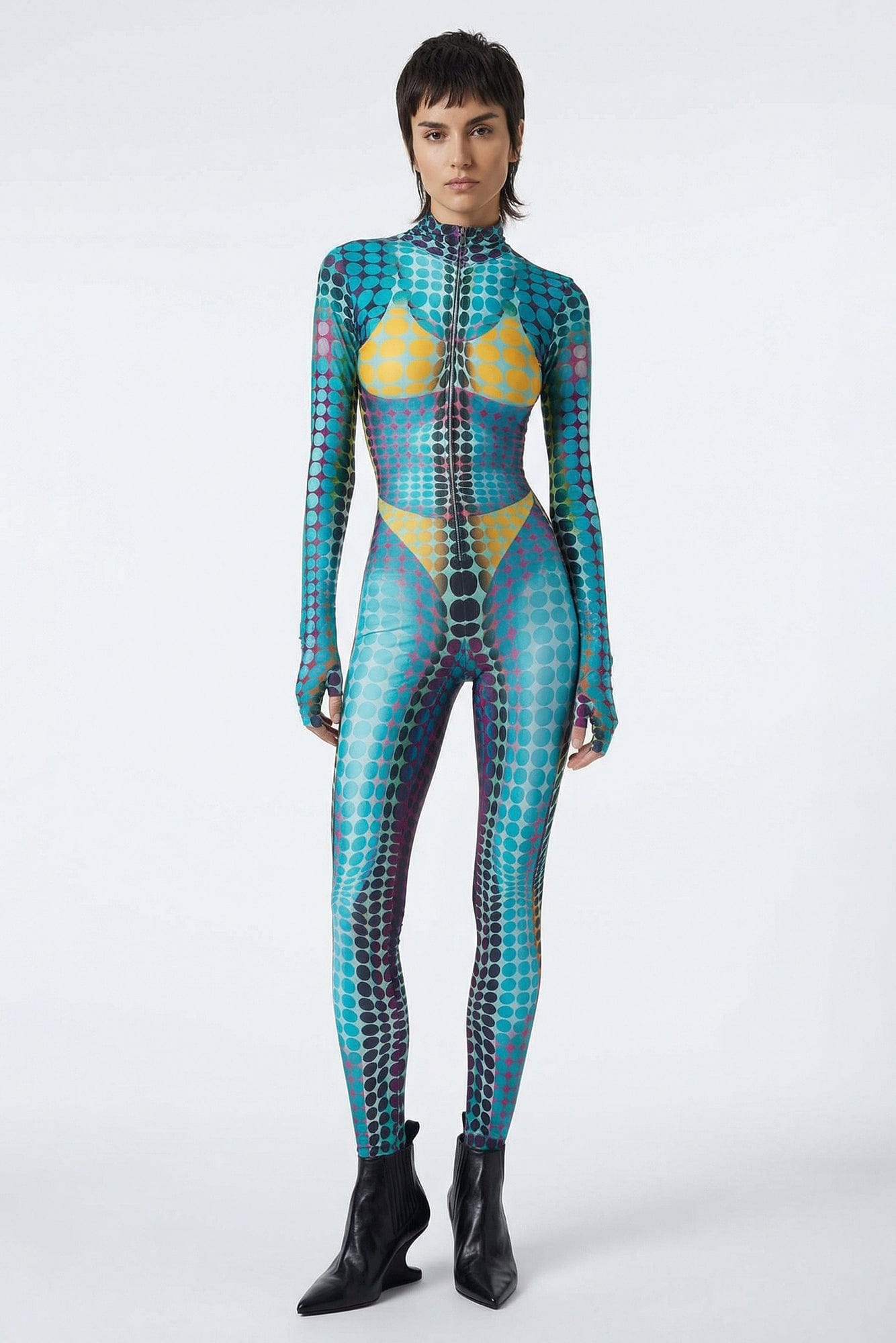 Jean Paul Gaultier Hooded Jumpsuit in Blue full look