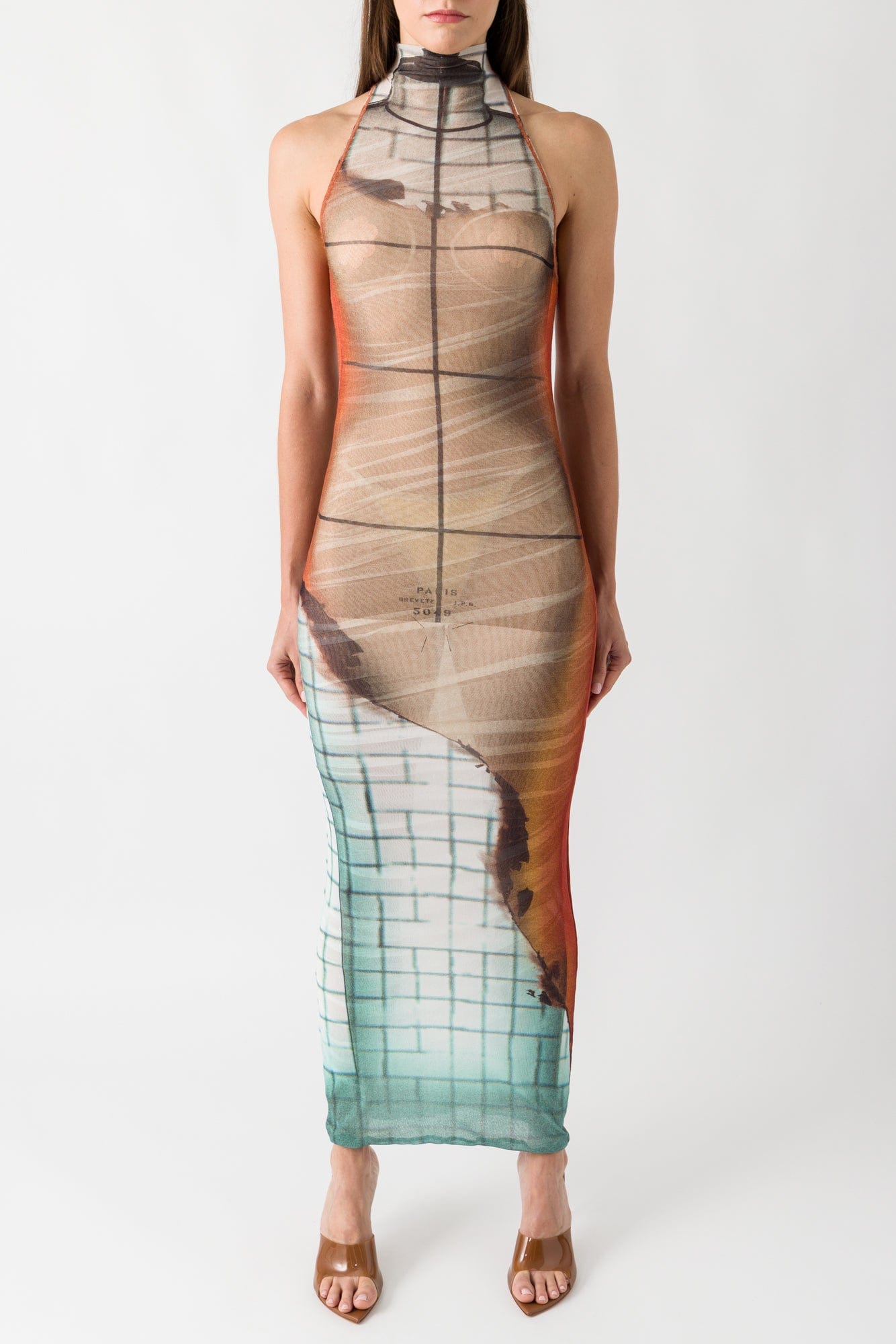 Jean Paul Gaultier Mesh High Neck Printed Dress In Fire Antidote Fashion and Lifestyle Jean Paul Gaultier Mesh High Neck Printed Dress In Fire Antidote Fashion and Lifestyle