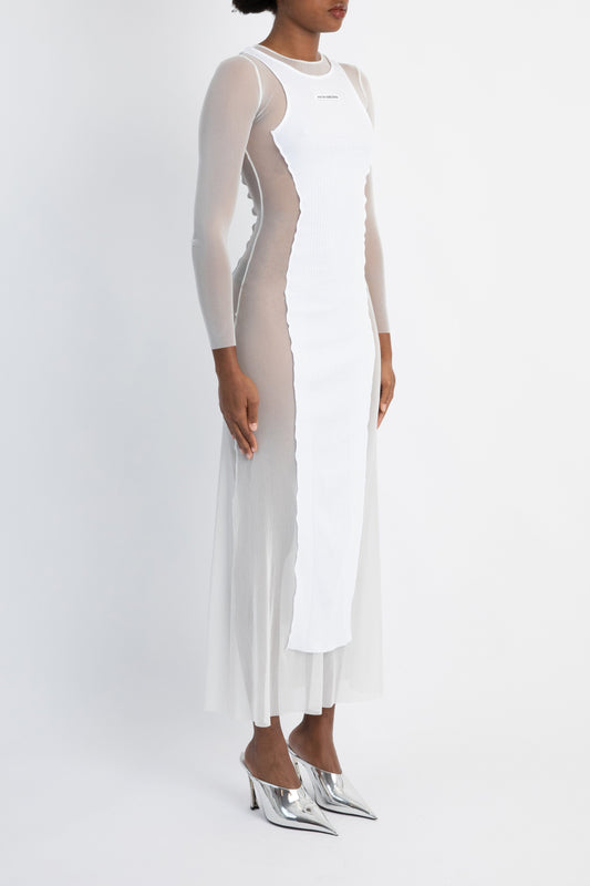 Jean Paul Gaultier Mesh Long Dress with Petit Grand Rib side