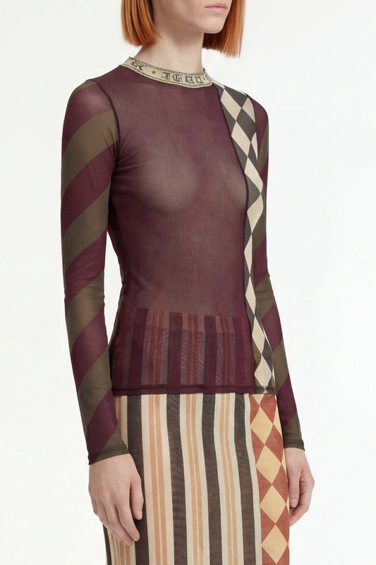 Jean Paul Gaultier Mesh Patchwork top side