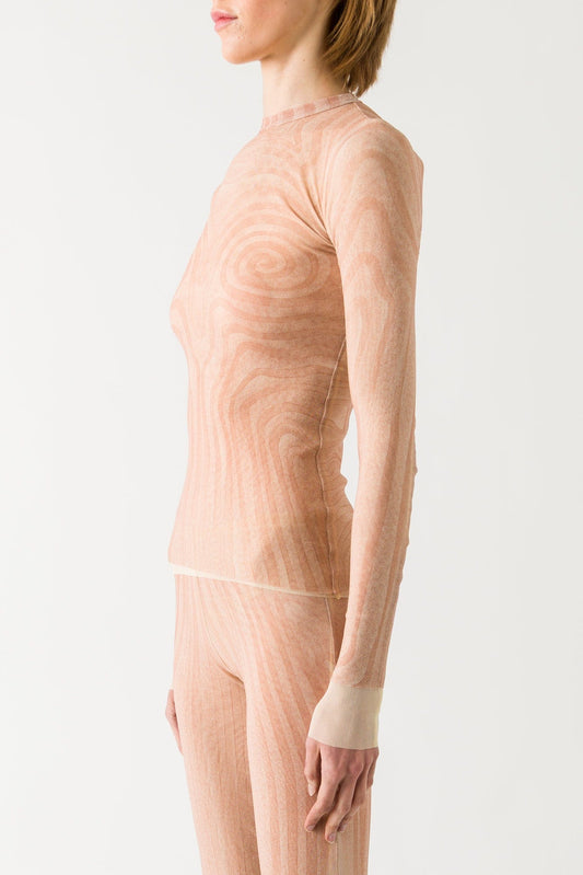 Jean Paul Gaultier Spiral Printed Mesh Long Sleeves Top side