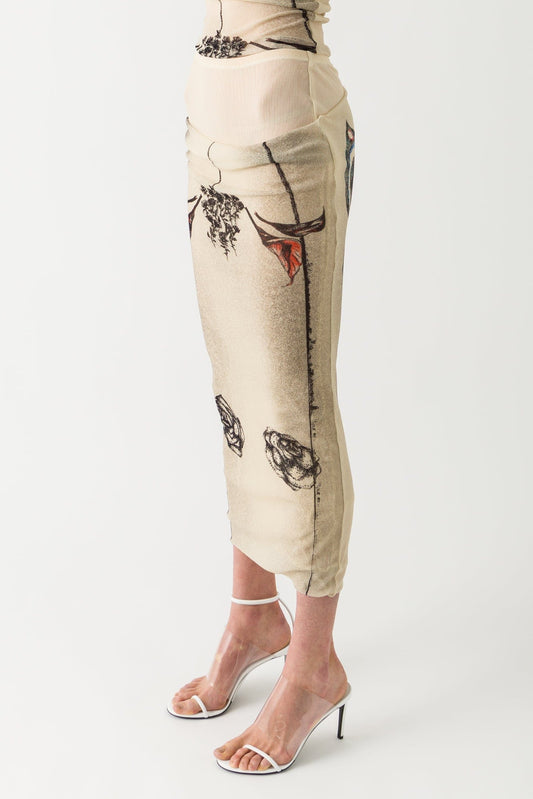 Jean Paul Gaultier Tattoo Rose and Bird Double Layer Skirt side