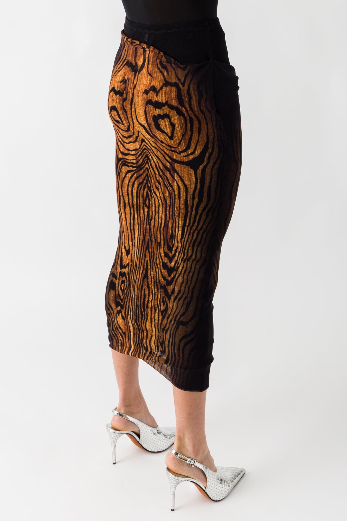 Jean Paul Gaultier Mesh Printed Skirt In Wood back