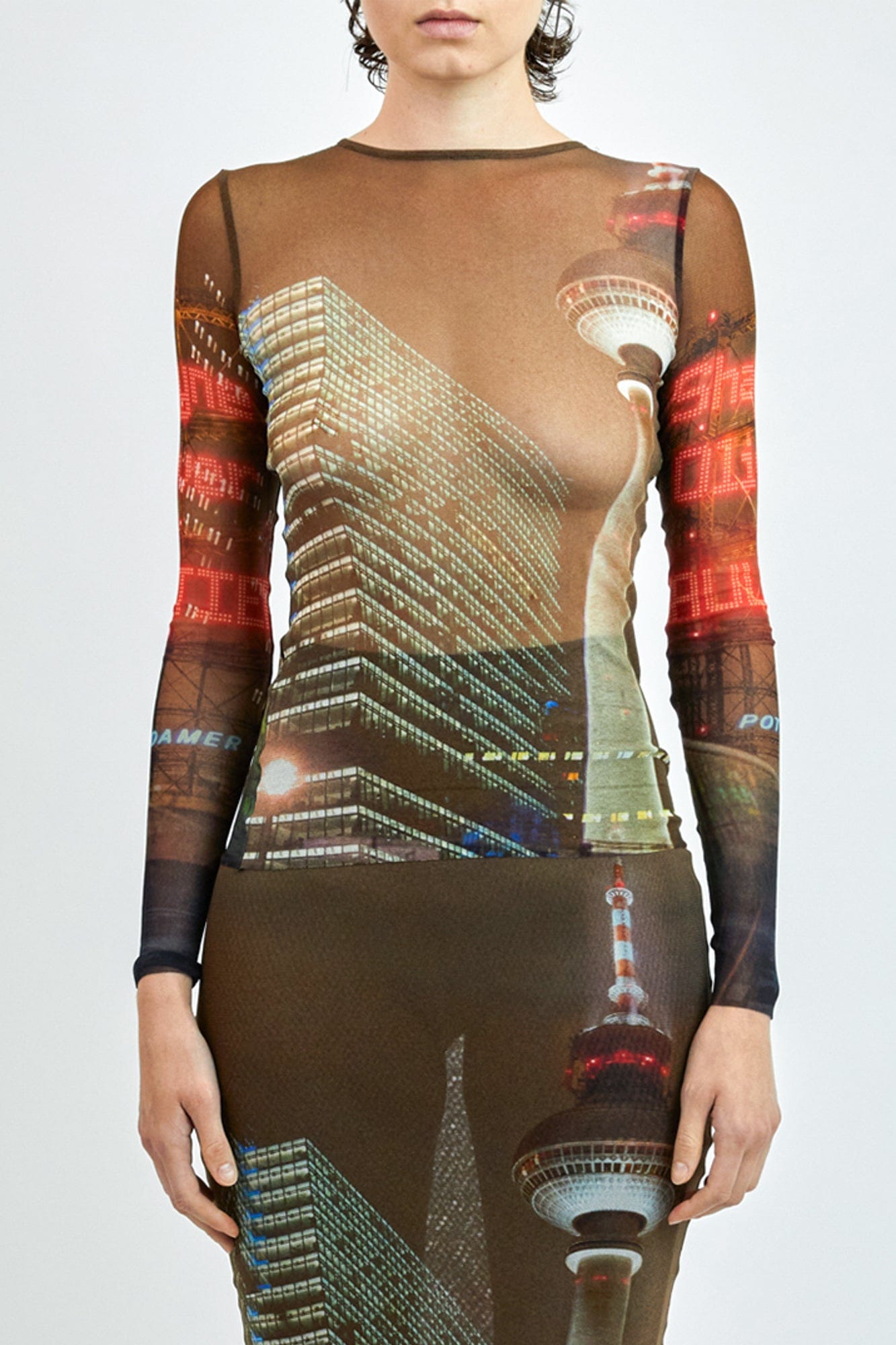 Jean Paul Gaultier x Shayne Oliver Mesh Long Sleeves Top Printed