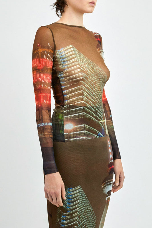 Jean Paul Gaultier x Shayne Oliver Mesh Long Sleeves Top Printed City side
