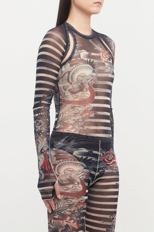 Jean Paul Gaultier Mariniere Tattoo Long Sleeve Shawl side