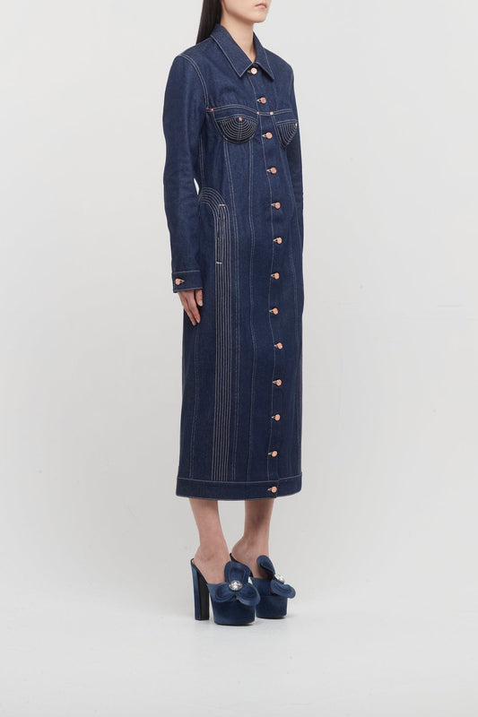 Jean Paul Gaultier Jersey Long Sleeves Dress in Body Morphing Flowers side