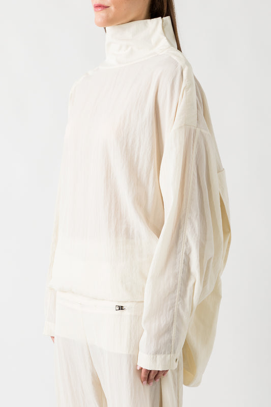 Jean Paul Gaultier Hooded Long Sleeve Top In Ecru side