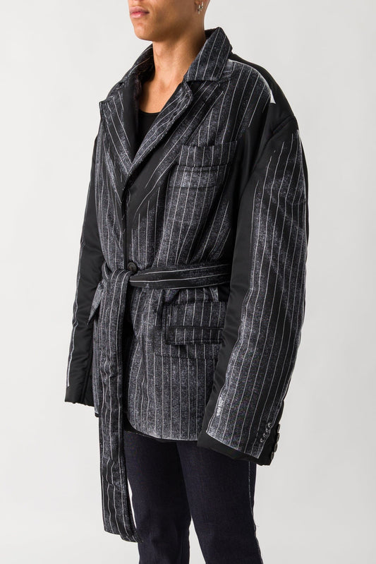Jean Paul Gaultier Pinstripe Printed Nylon Padded Jacket side