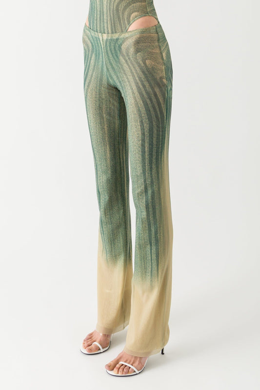 Jean Paul Gaultier Spiral Printed Mesh Trouser in Aqua side