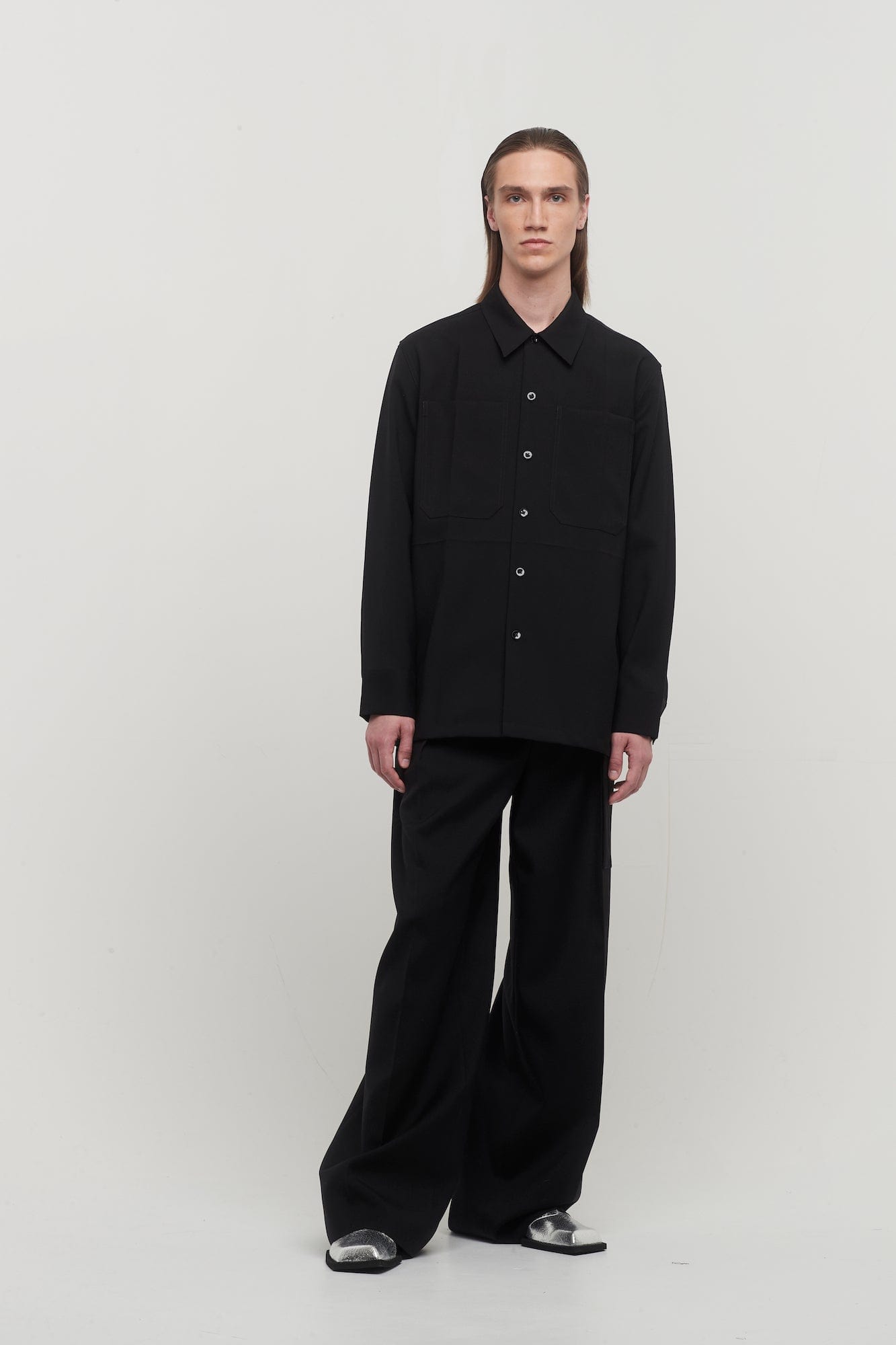 Jil Sander Gabardine Shirt 72 in Black full look