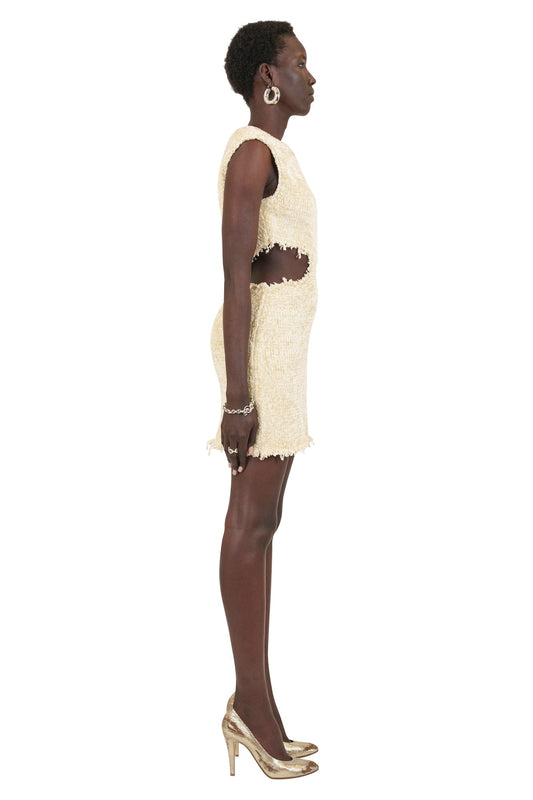 Jil Sander Cutout Chenille Dress in Dune side