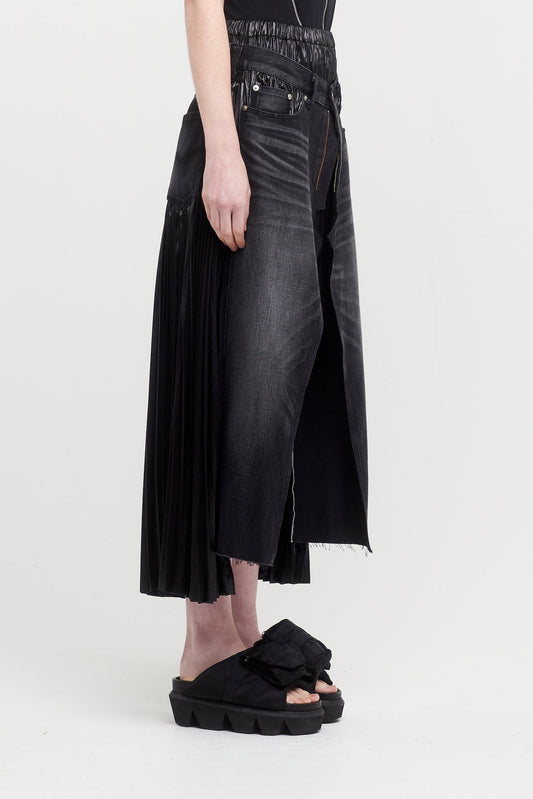 Junya Watanabe Pleated Skirt with Denim Details side