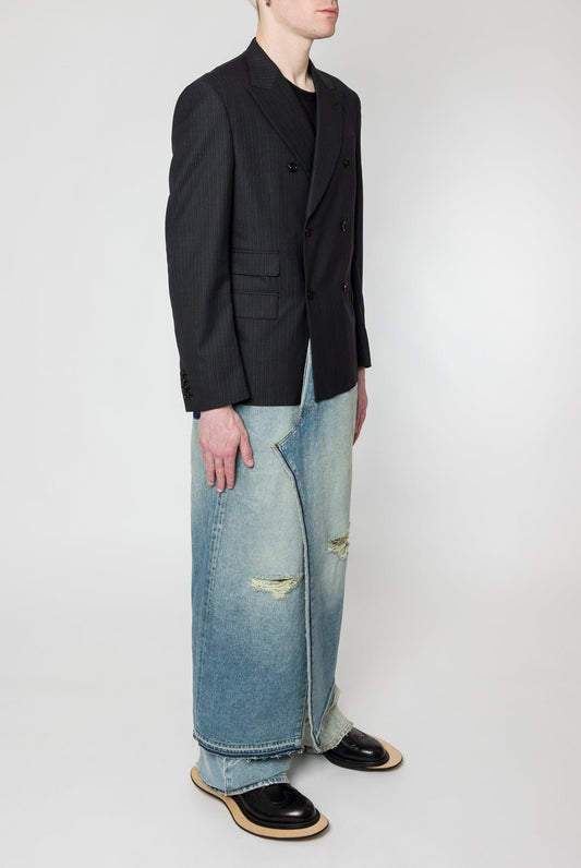 Junya Watanabe MAN Wool Stripe Selvedge Long Coat side