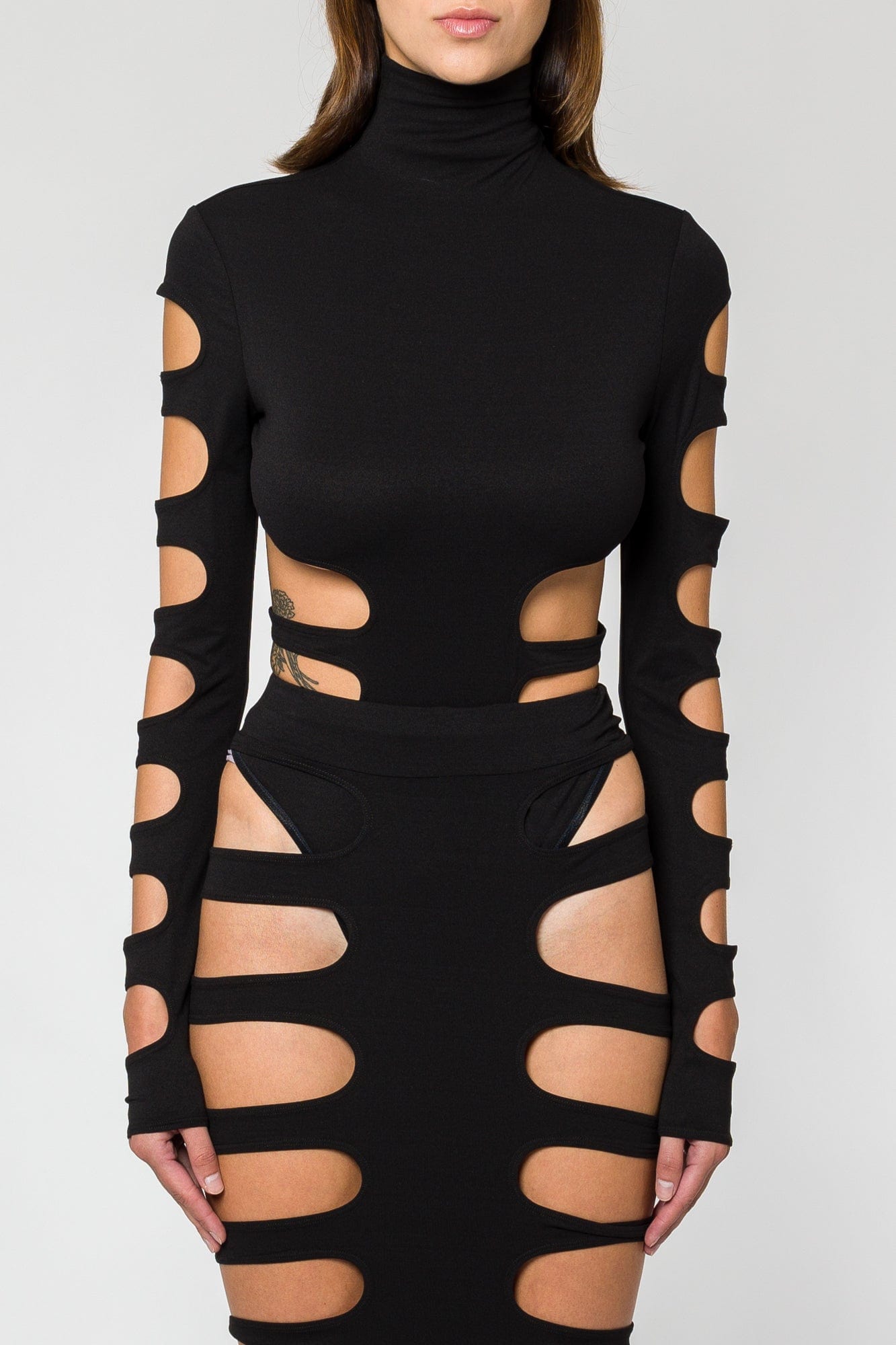 LaQuan Smith Mock Neck Bodysuit with Cutout Detail Antidote Fashion and Lifestyle LaQuan Smith Mock Neck Bodysuit with Cutout Detail Antidote Fashion and Lifestyle