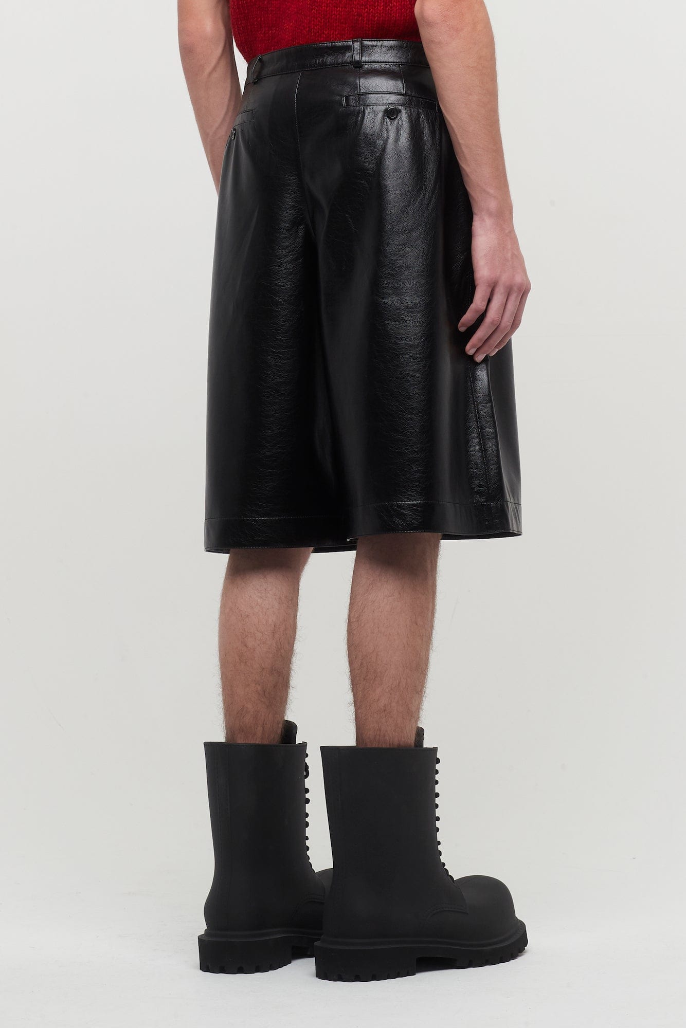Lu'u Dan Unisex Faux Leather Boxy Shorts In Black back