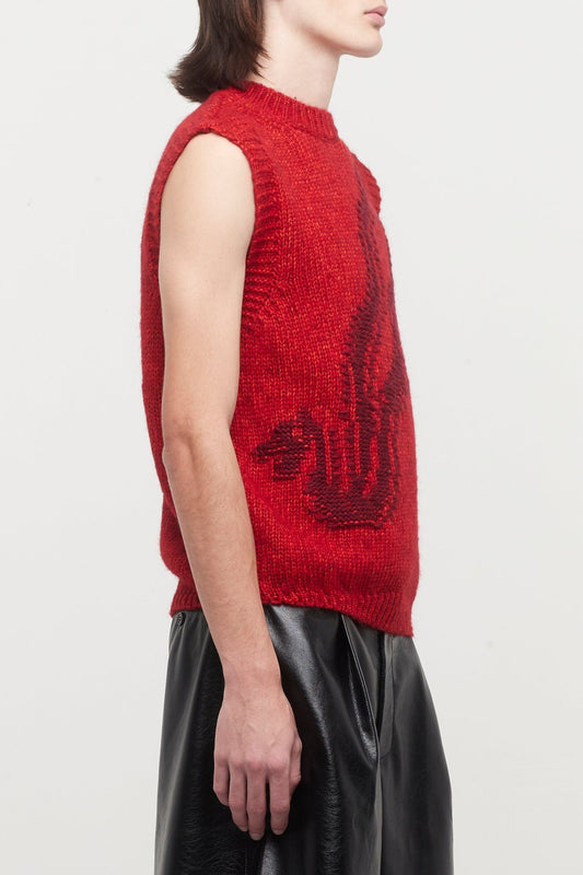 Lu'u Dan - Snake Intarsia Vest in Dark Red side