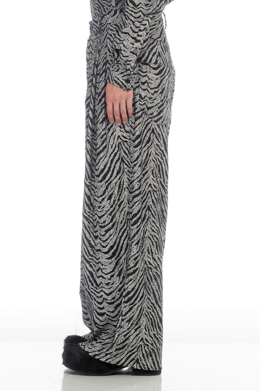 Lu'u Dan Unisex Jeans in Black Tiger Jacquard side