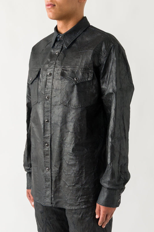 MM6 Long Sleeved Painted Denim Shirt side