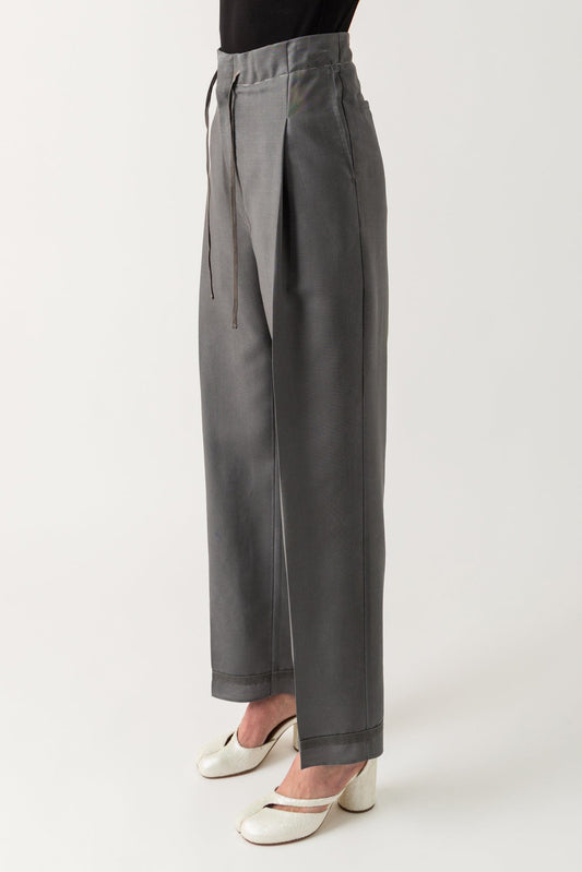 Maison Margiela Drawstring Straight Trousers in Grey SS25 side