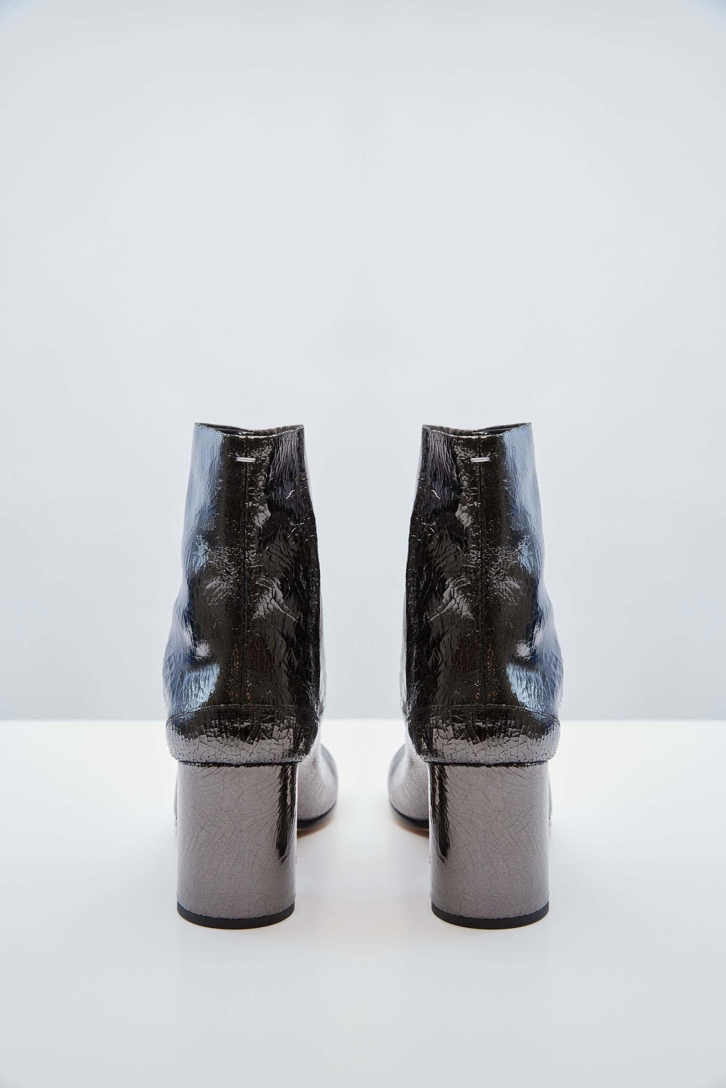 Maison Margiela Tabi Ankle Boots in Crackle Patent both back