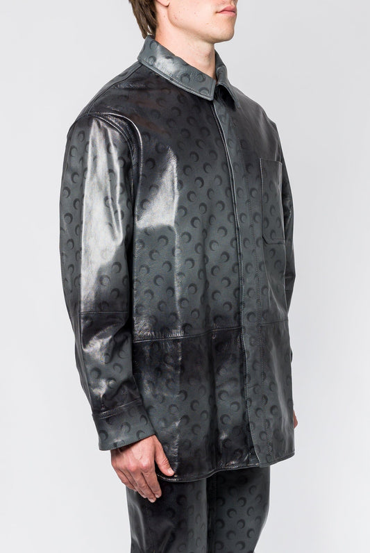 Marine Serre Moon Airbrushed Leather Overshirt side