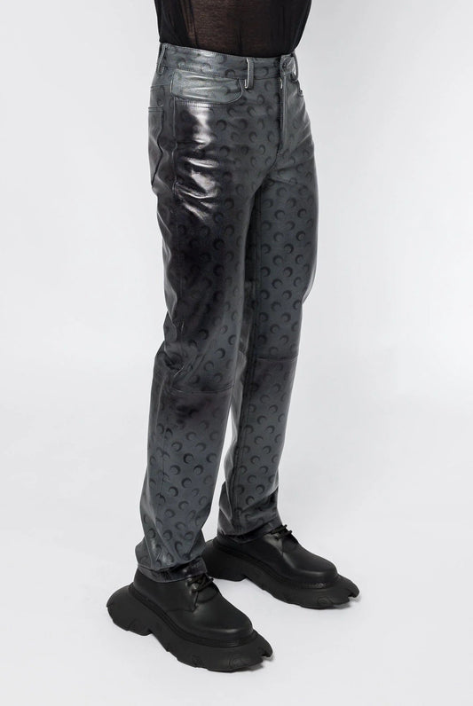 Marine Serre Moon Airbrushed Leather Wide Leg Pants side
