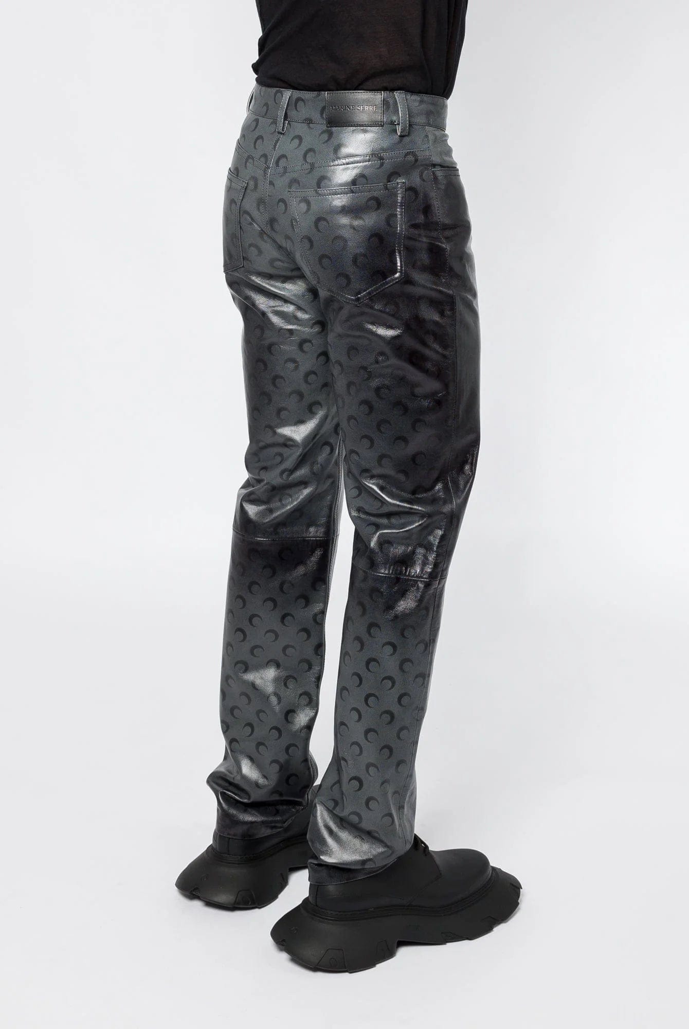 Marine Serre Moon Airbrushed Leather Wide Leg Pants back