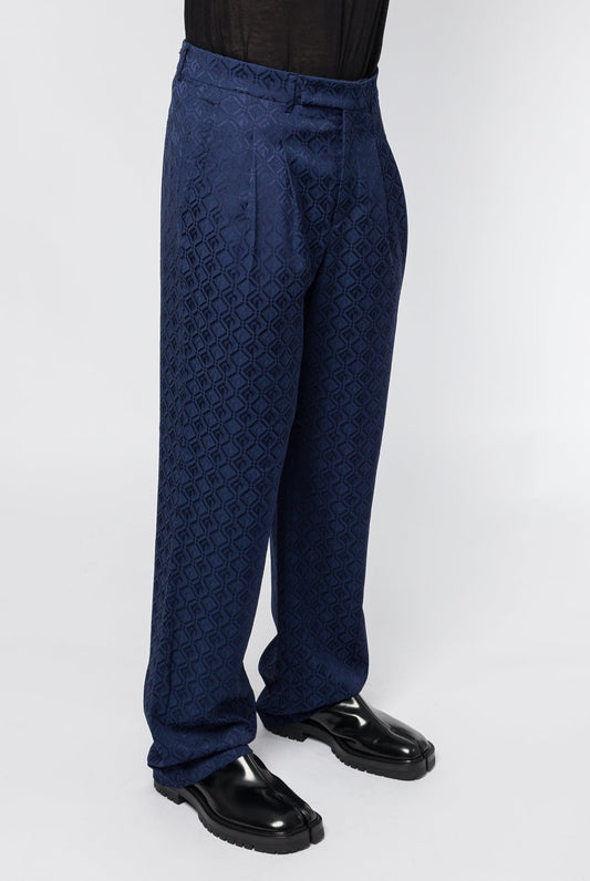 Marine Serre Moon Diamond Jacquard Tailoring Wide Pleated Trousers side