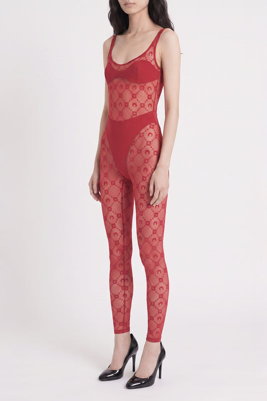 Marine Serre Moonogram Mesh Flock Catsuit side