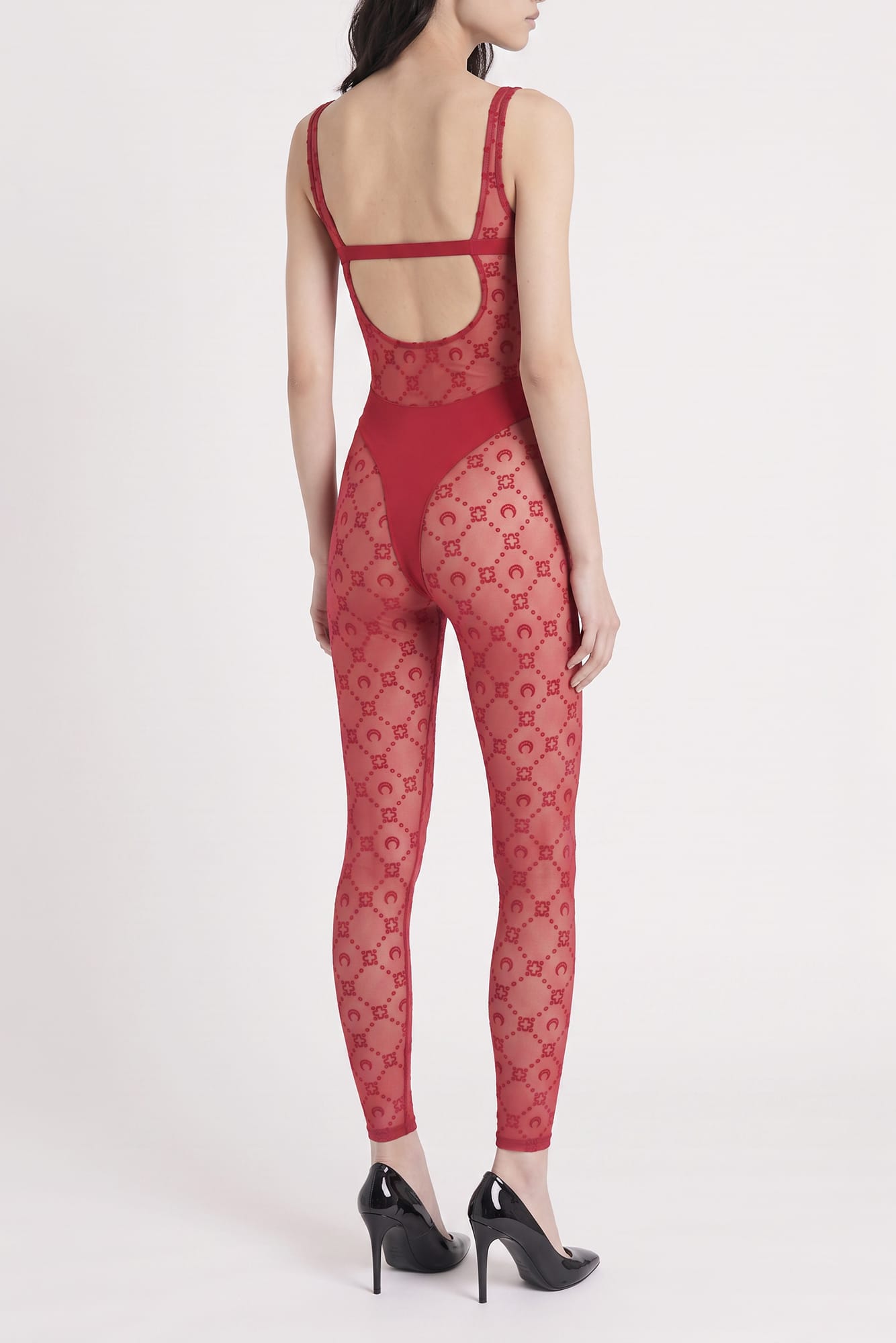 Marine Serre Moonogram Mesh Flock Catsuit back