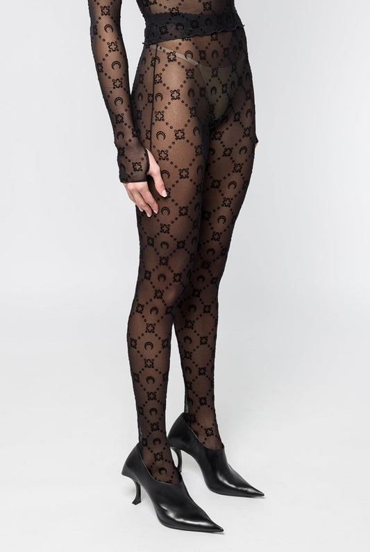 Marine Serre Moonogram Mesh Flock Tights in Black side