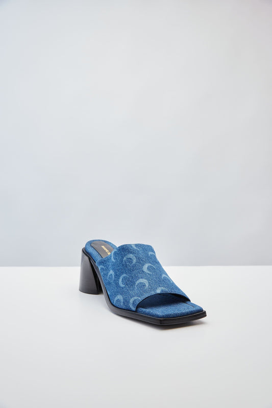 Marine Serre Regenerated Deadstock Denim Mules side angle