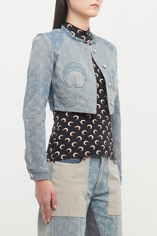 Marine Serre Regenerated Denim Cropped Jacket side