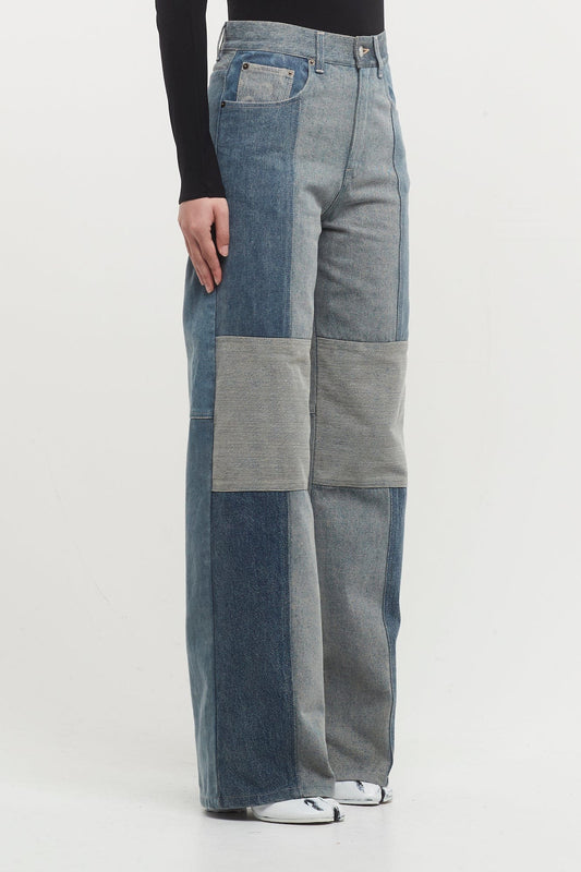 Marine Serre Mens Regenerated Denim Straight Leg Pants side