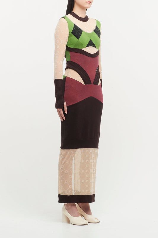 Marine Serre Regenerated Lozenge Knit Fitted Dress side