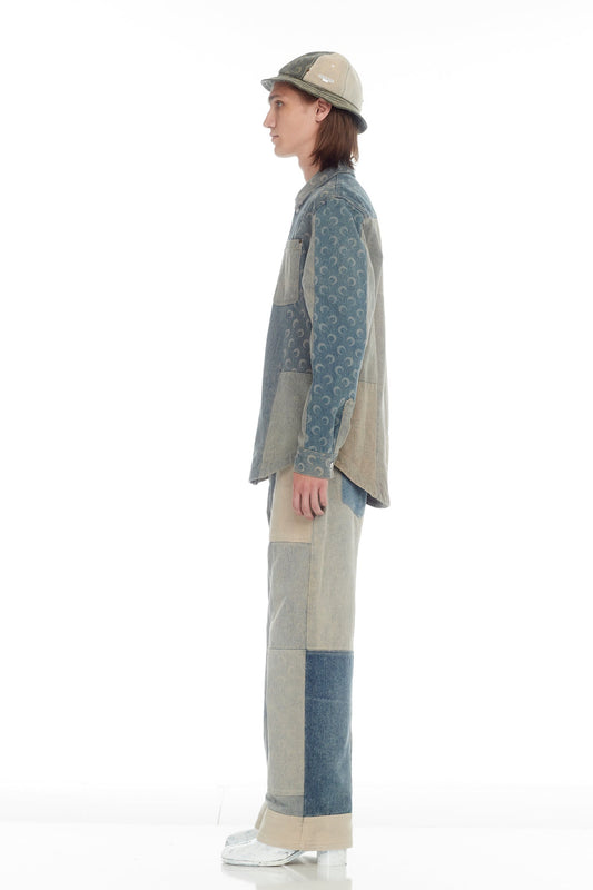 Marine Serre Regenerated Denim Button Down Shirt side