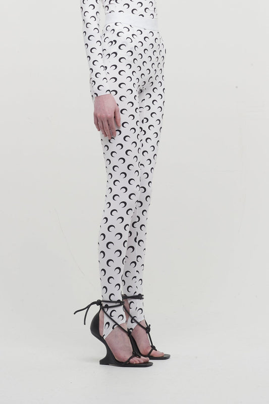 Marine Serre Regenerated All Over Moon Jersey Leggings in White sideMarine Serre Regenerated All Over Moon Jersey Leggings in White side