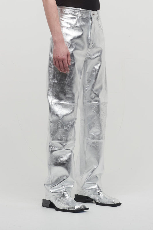 Marine Serre Embossed Leather Wide Leg Pants side