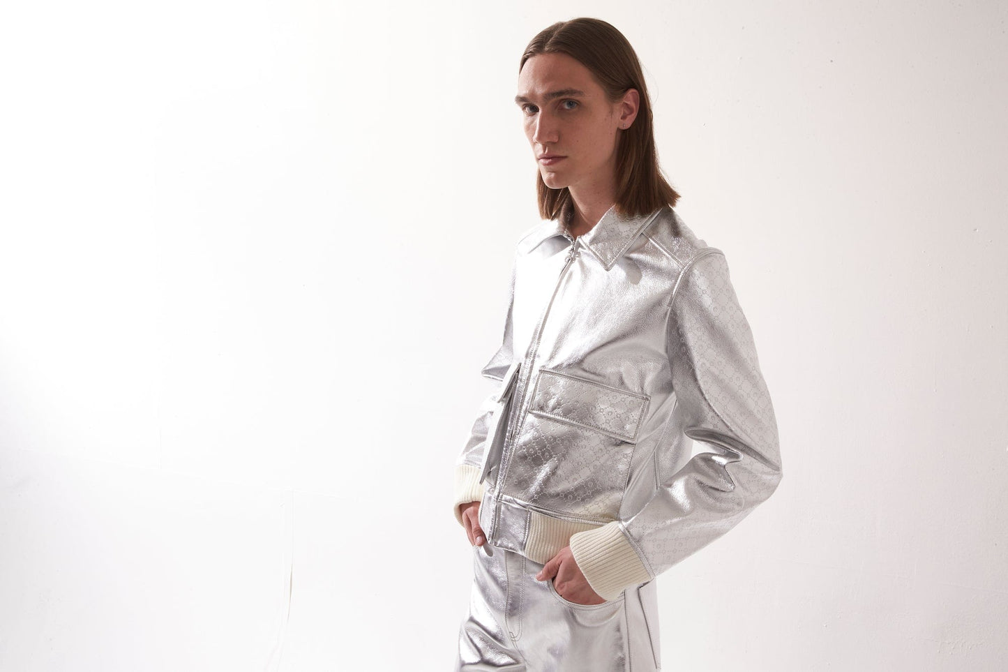 Marine Serre Laminated Aviator Jacket detail