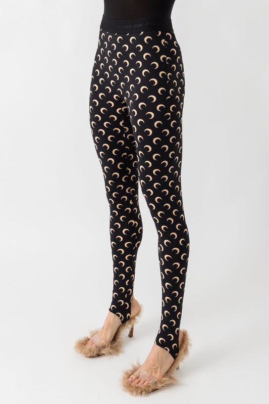 Marine Serre Recycled Moon Jersey Stirrup Leggings in Inverse Tan side