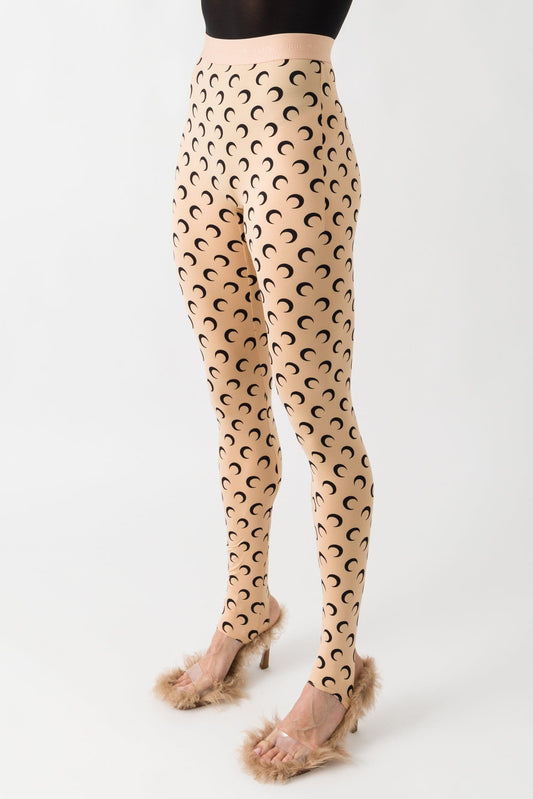 Marine Serre Recycled Moon Jersey Stirrup Leggings in Tan side