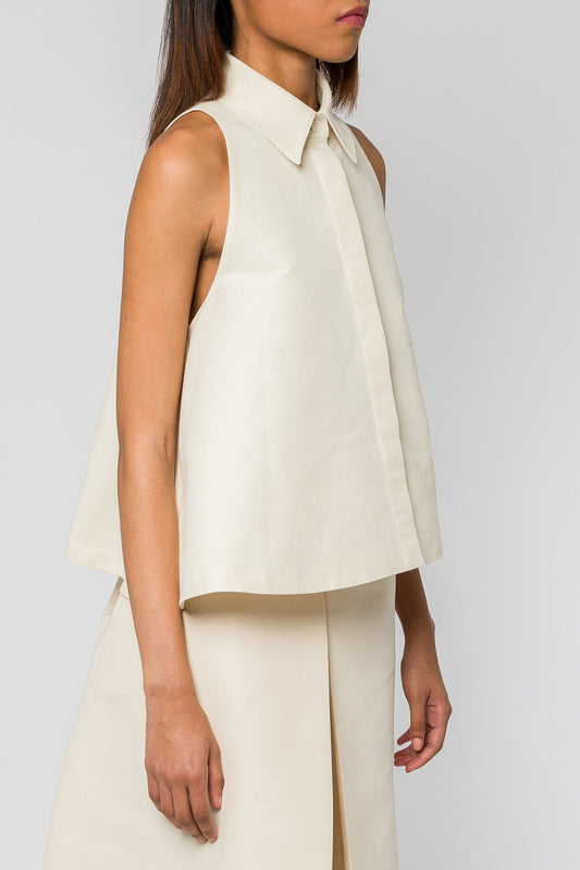 Marni Beige Sleeveless Collared Top side