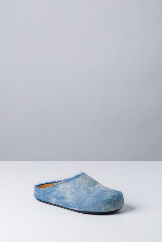 Marni Blue Fur Mules side