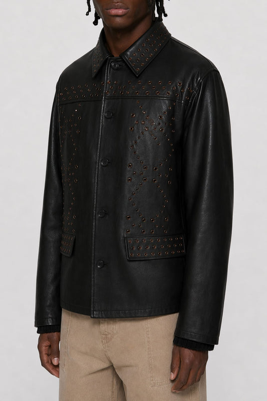 Marni Eyelet Leather Jacket side