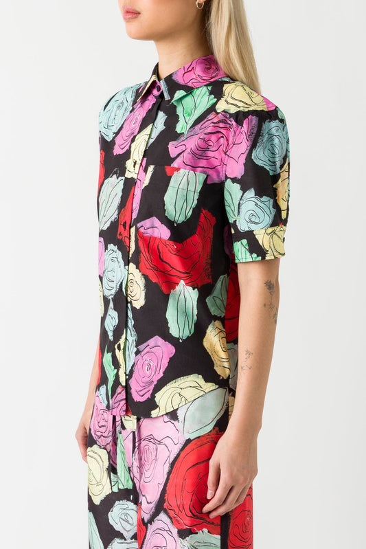 Marni Floral Illustration Short Sleeve Shirt side